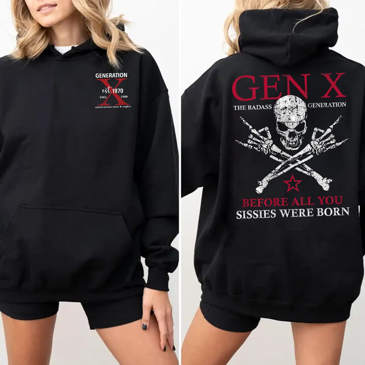 Gen X Custom Year Hoodie β Badass Generation FAFOT Pullover, 100% Cotton, Unisex Comfort Womenswear Top