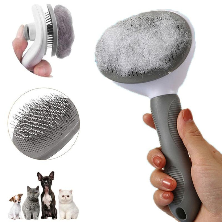 Pet Hair Remover Dog Brush Cat Comb Grooming Tools Dogs Accessories Cat Supplies Stainless Steel Beauty Massage Comb Dog Cat Brush Pet Brush for Long and Short Hair with Self-Cleaning Brush