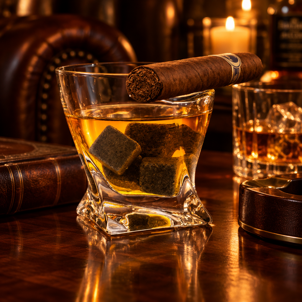 Cigar Holder Glass, Old Fashioned Whiskey Tumbler